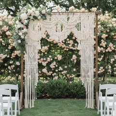 Large Handmade Macrame Wedding Backdrop Boho Ceremony Arch Decor Custom