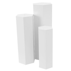 Set of 3 Hexagonal Display Pedestal Wedding Party Cake Flower Stand Pillar White