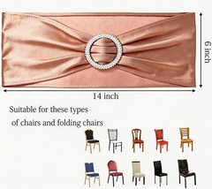 Pack of 50 Spandex Rose Gold Chair Sashes Bands with Buckle Sashes for Weddin…