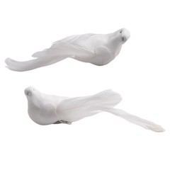Artificial Doves Garden Home Indoors Clip Decor Fake Feather Foam Home