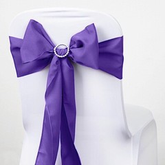10 Purple Polyester CHAIR SASHES Ties Bows Wedding Party Ceremony Decorations