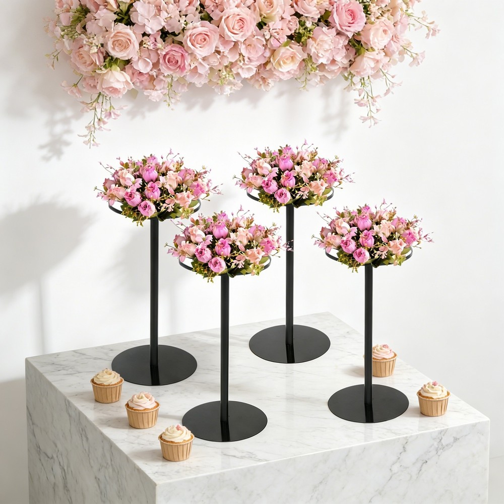 4Pcs 40cm Wedding Flower Stands,Black Metal Flower Stand for Table Centerpieces