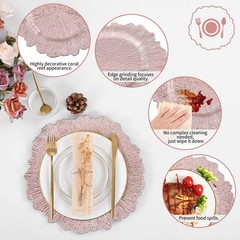 Pesonlook 50Pcs Rose Gold Charger Plates Round 13inch, Reef Plate Chargers fo…