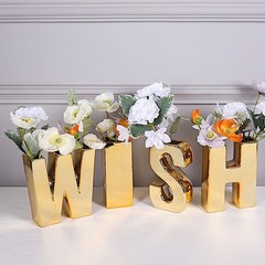 GOLD 6″ Ceramic I Symbol Flower VASE Table Centerpiece Party Events Decorations