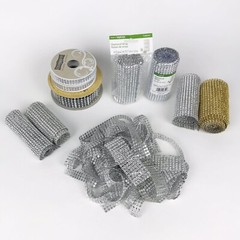 Crystal Diamond Ribbon Wrap Wedding Home Cake Crafts Decor Silver Gold BIG LOT