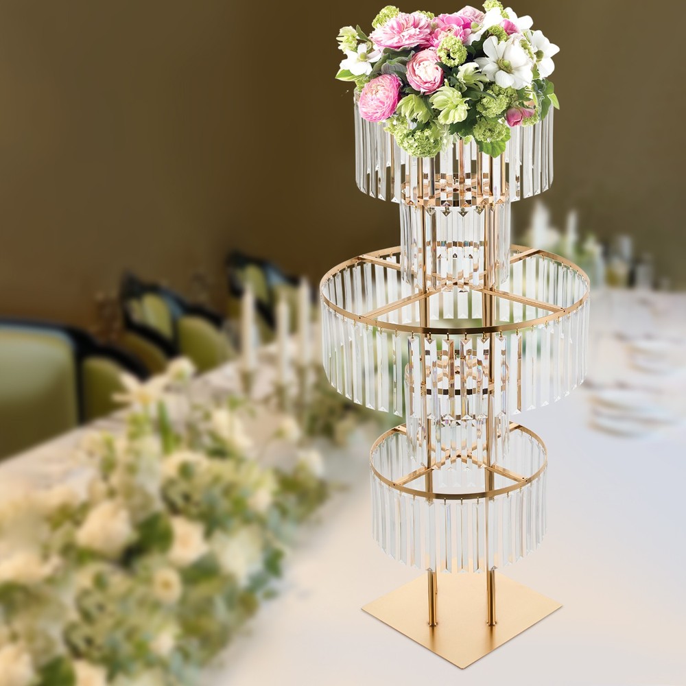 Crystal Wedding Vases Iron Flower Rack Electroplated Stand Shelf Floor Mount