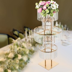 Crystal Wedding Vases Iron Flower Rack Electroplated Stand Shelf Floor Mount