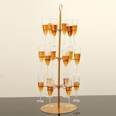 Gold 3-Tier 33″ Metal Wine GLASS HOLDER Tree Champagne Flutes Stand Party Events