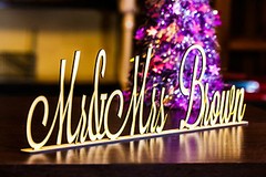 Personalised Mr & Mrs + Custom MEDIUM LARGE Wooden Name MDF Plaques Sign Wedding