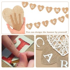 Reusable Heart Bunting Garland 11.5 Feet Rustic Linen Bunting Chain…