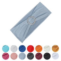 5 Spandex Stretchable Chair Sashes Silver Diamond Ring Buckle Party Decorations