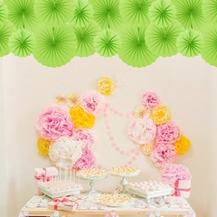 12Pcs Hanging Paper Fans Party Set Decoration for Home Birthday Wedding Green