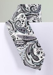 Kissvian Men’s Cotton Skinny Tie with Floral Print Linen Casual Grey Cashew