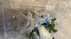 Blue New boutonnière Prom Flower Homemade Diamonds Real Like White Roses