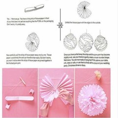 Set of 23 Tissue Pom Poms Flower Paper Party Decoration Ball Pink, White, Yellow