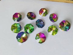 200Pcs Octagonal Baed Chandelier Prism Suncatcher Crystal Double Sided Color DIY