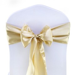 100 Champagne Gold Satin Chair Sashes Silky Sateen Chair Bow wedding party décor