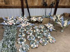 Wedding Artificial Floral Arrangement Decor Blue White Pink Green Fabric Plastic
