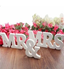 Wood Sign Mr and Mrs for Wedding Anniversary Letters Table Top Party Props Deco