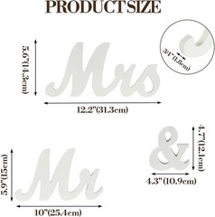 Large White Wooden Mr & Mrs Sign with Just Married Banner White Sweetheart Table