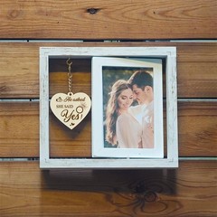 He Asked She Said Yes Rotating Floating Engagement Wedding Picture Frame Gift…