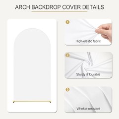 Wedding Arch Backdrop Cover for Photography(No Arch Stand), Double 6FT White