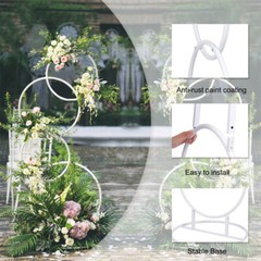 2x Detachable Tall Metal Balloon Arch Kit Wedding Backdrop Stand 8 Circle Frames