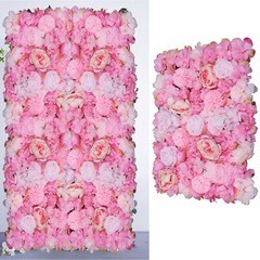 6 Pcs Wedding Flower Wall Panel Floral Backdrop Silk Rose Wall 40*60cm Dark Pink