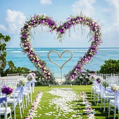White Heart Shape Wedding Arch Stand Double Layers Metal Flower Balloon Arbors