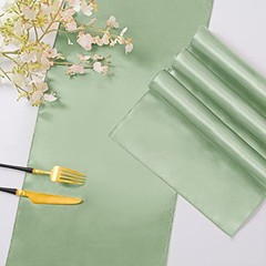Pack Satin Table Runner 12 x 108 Inch, Smooth Table Runners for 24 Sage Green