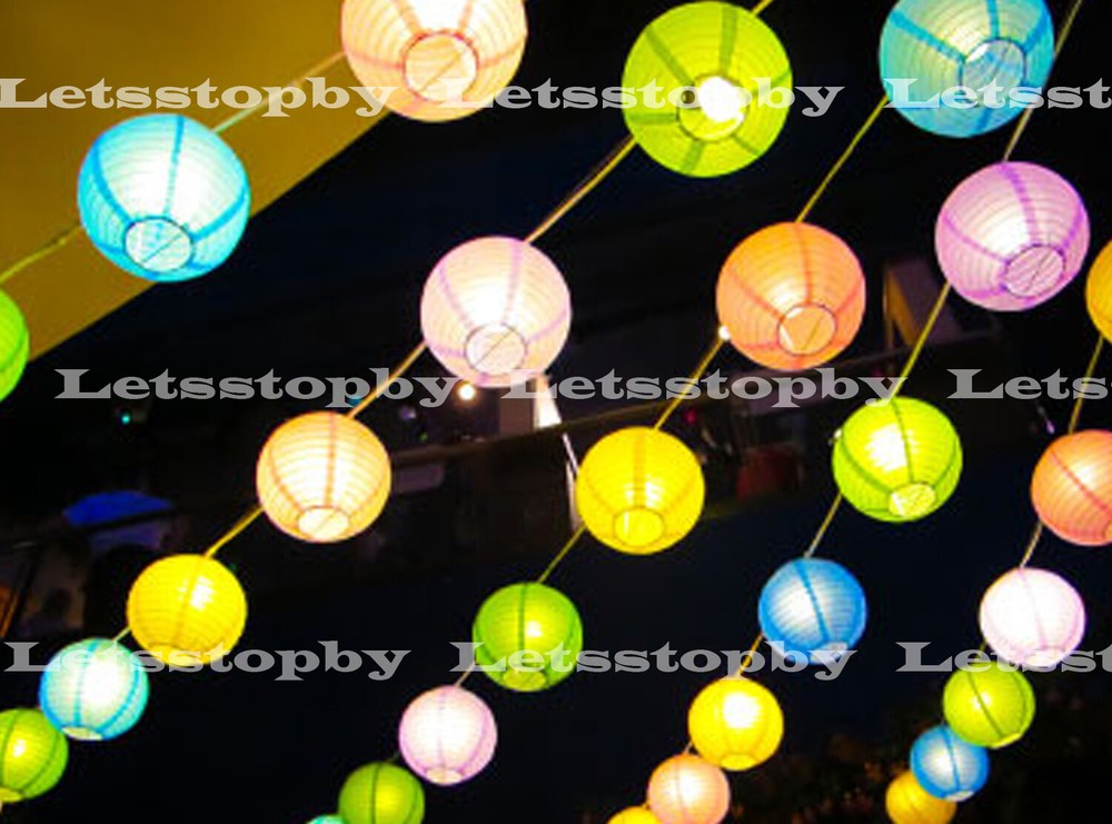 12x Round 12″ Paper Lanterns LED Lamp Light Wedding Birthday Party Floral Event