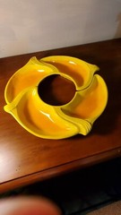 Decor Vintage Chip Trays No Dip Bowl Unmarked Pottery Glazed Yellow Orange