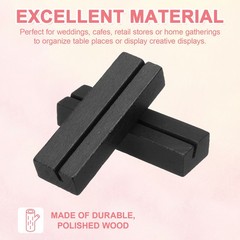 16 Pcs Wood Place Card Holders for Food Signs, Wood Color/Black