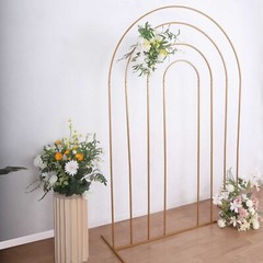 Gold 8 feet Multi-Layered Metal Floral Frame Round Top Backdrop STAND Events