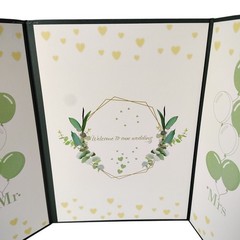 Elegant Foldable Wedding Welcome Sign With Greenery and Balloons Theme