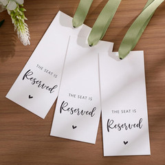 24 Pcs Reserved Seating Tag with Ribbon Wedding Chair Tags Reserved Signs for We