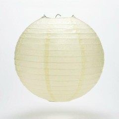14″ Ivory Round Paper Lantern, Even Ribbing, Hanging Decoration