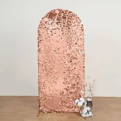 6 ft BLUSH Payette Sequin Fitted Round Top Wedding Arch STAND COVER Party Events