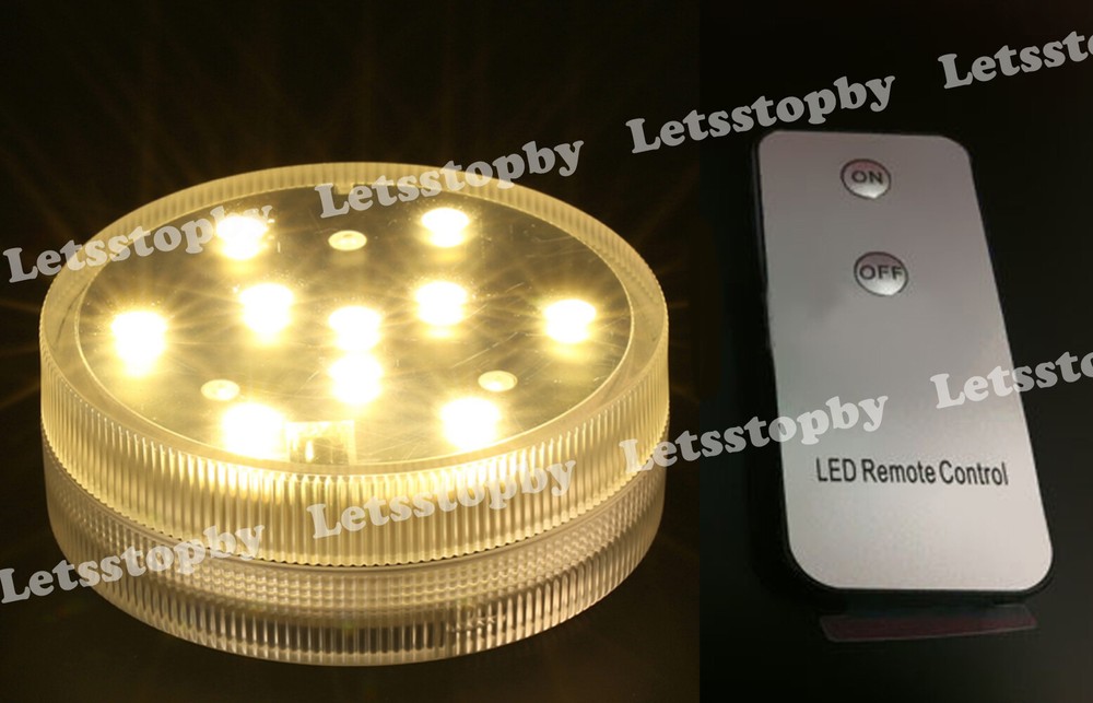 1 (10) LED WARM WHITE SUBMERSIBLE Wedding PARTY Light Vase Base Remote Control