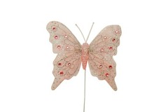 12PC 4″ Blush + Silver Glitter Feather Butterflies Craft DIY Wedding Cake Topper