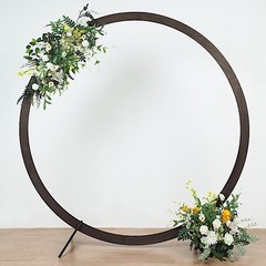 7.4 ft DARK BROWN Round Natural Wood Wedding Arch BACKDROP STAND Party Events