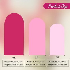 Set of 3 Arch Backdrop Covers(6ft, 5ft, 6FT,5FT,4FT Light Pink+Pink+Hot Pink