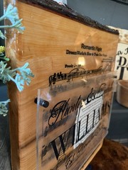 22”X 18”X 1.5”Anniversary, Wedding, Gift, Engraved, Music Sheet, Resin Top Coat!