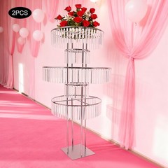 Elegant Wedding Crystal Flower/Cake Pedestal Stands, 61″ (2-Pack) – Party Decor