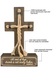 Wedding Sign: Three Strands, Tie The Knot, Cross Decoration Dark Brown