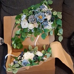 Odouzy Wedding Background Decoration Blue White Green Floral Flower Pack of 2