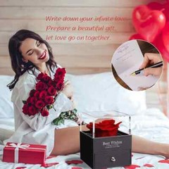 Exquisite eternal flower preserved in an acrylic jewelry box