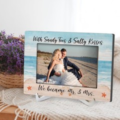Mr and Mrs Wedding Gifts 8×6 Picture Frame, Beach Engagement Wedding Gifts fo…