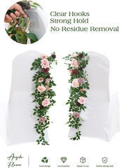 Burgundy & Beige Faux Rose Pew Flowers for Wedding Chair Decorations – 4 Pcs