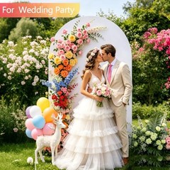 Arch Backdrop Cover Spandex Fitted Arch Party Cover for Photo, Round 6 FT White